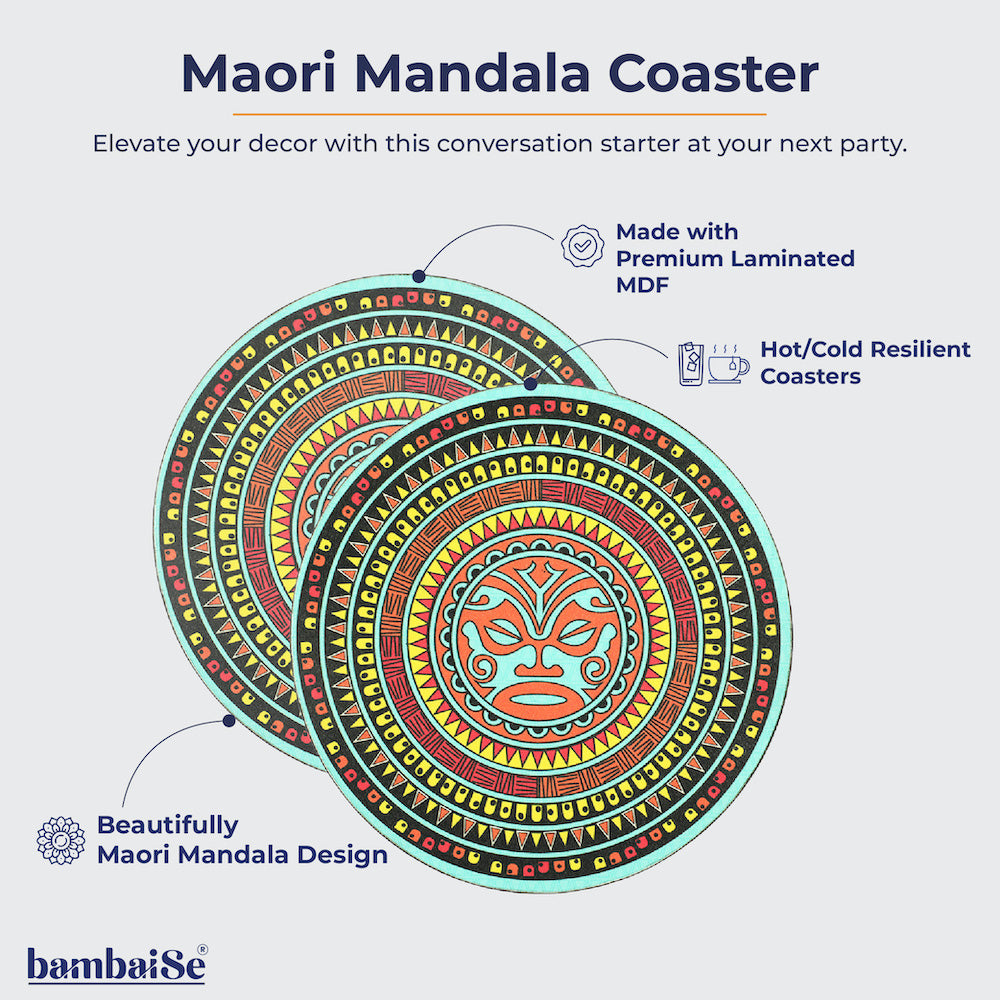 Large Coasters with Maori and Mandala Art Fusion