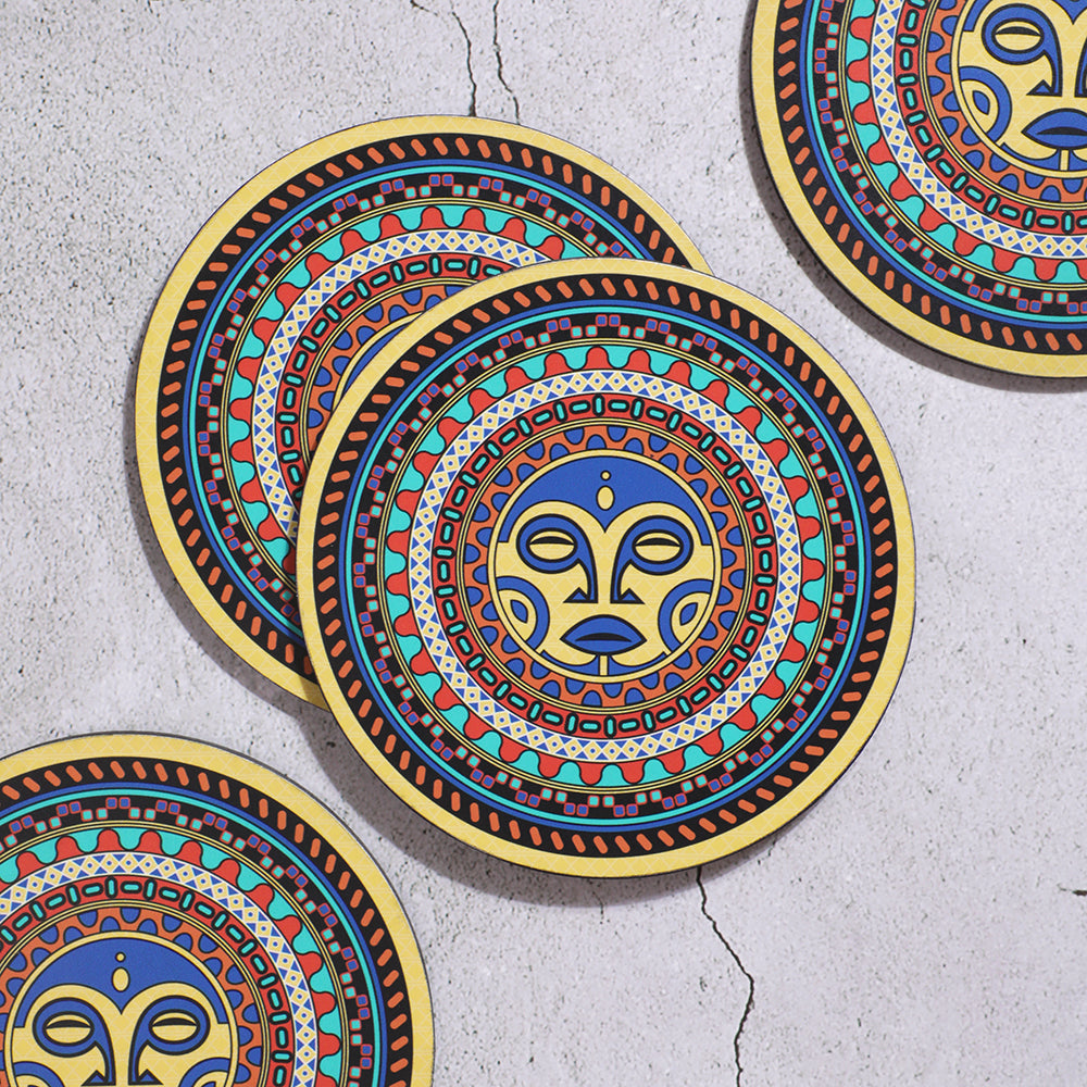 MAIA Maori Mandala Big Coasters with Striking Design set of 4
