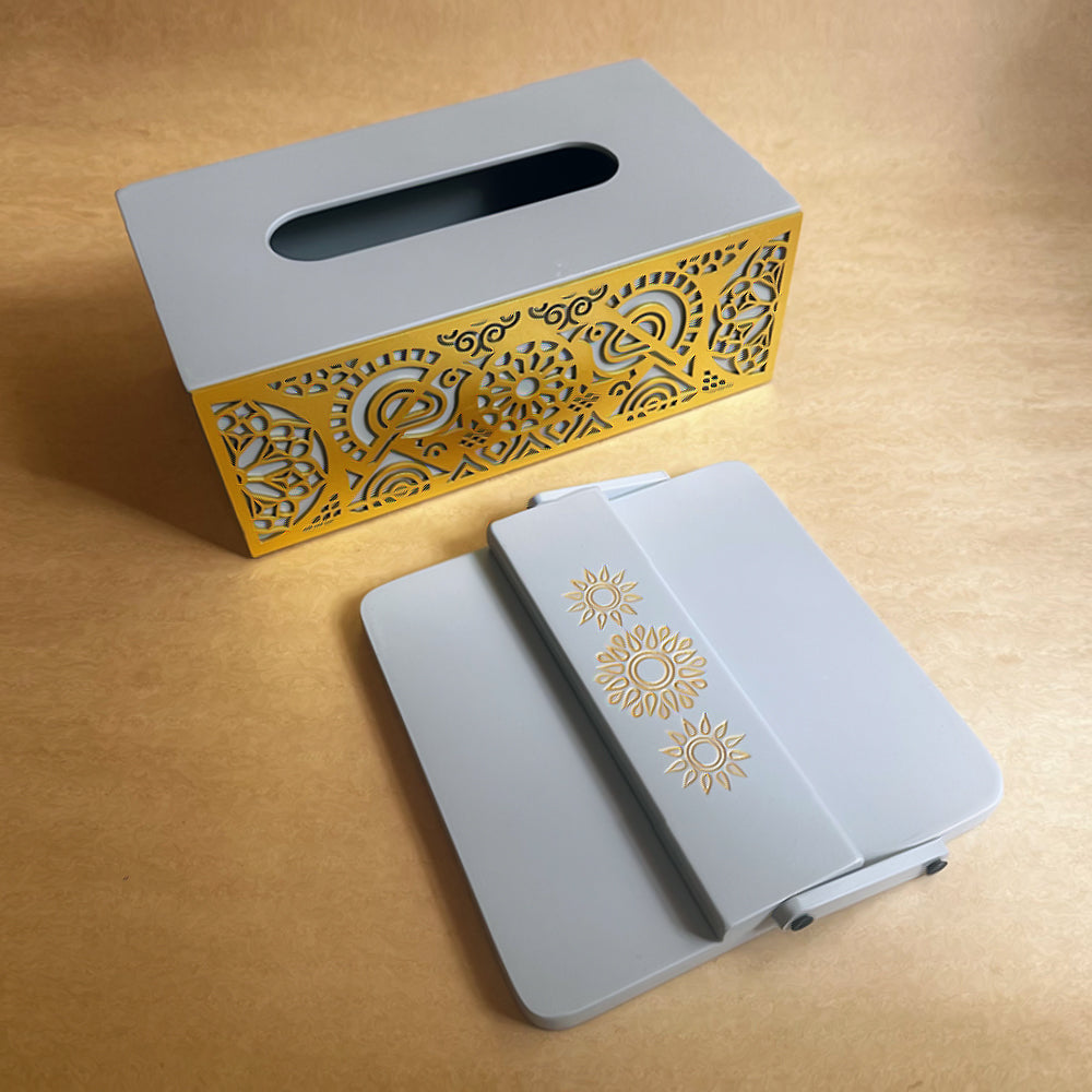 Pebble Grey Tissue Box + Tissue Tray