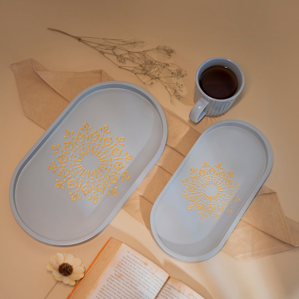 Pebble Grey Oval Tray set
