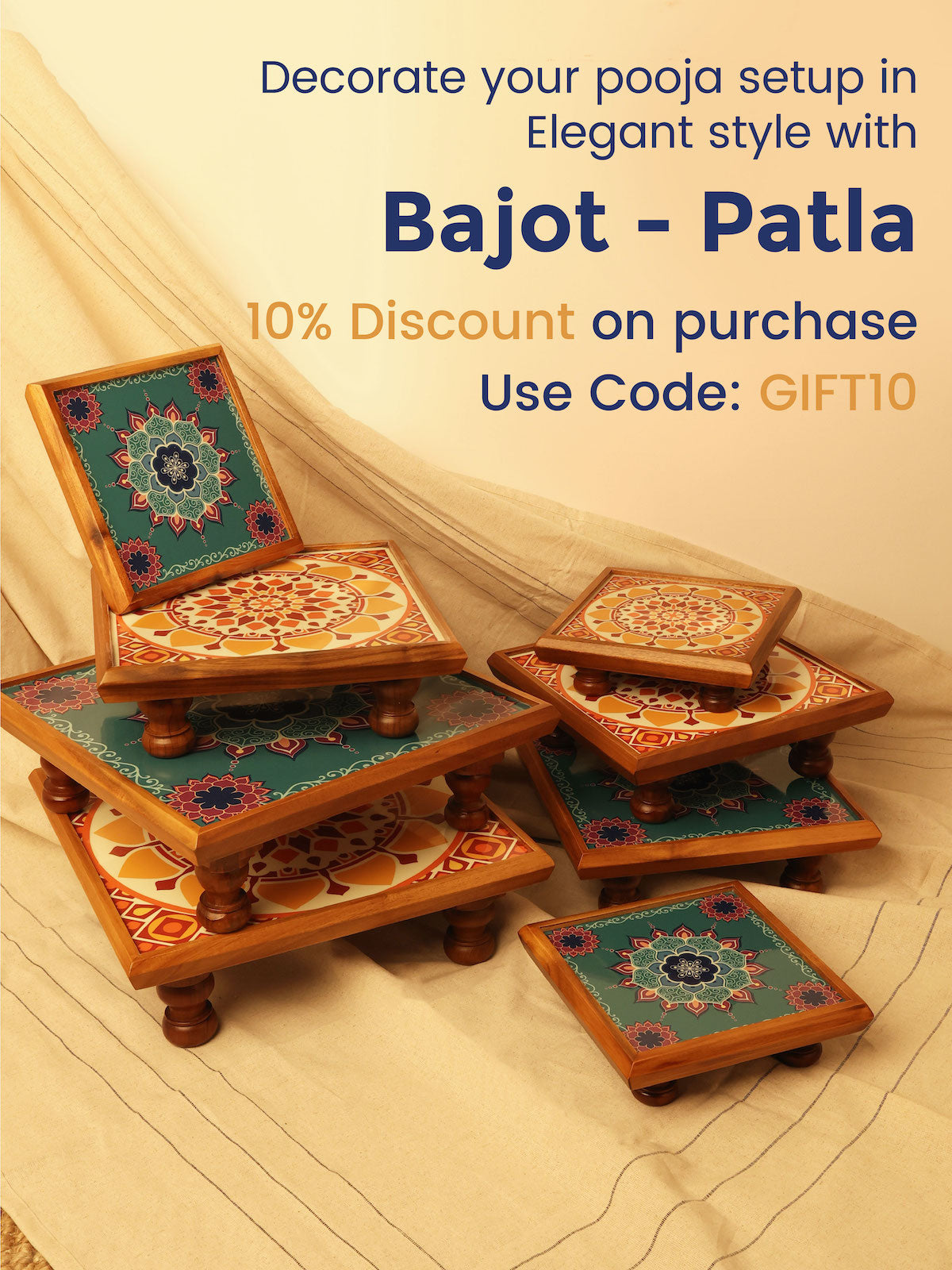 Pooja Decor platforms in sizes and colours by bambaise