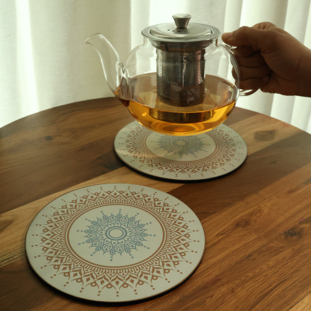 Blue Bloom Set of 4 Big Trivets for Hot Plates