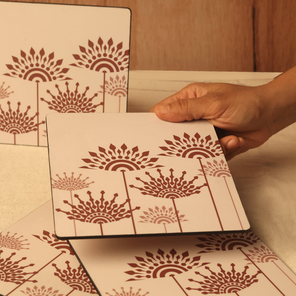 Mandala Square Trivets with Premium MDF Material and Eco-Friendly Ink