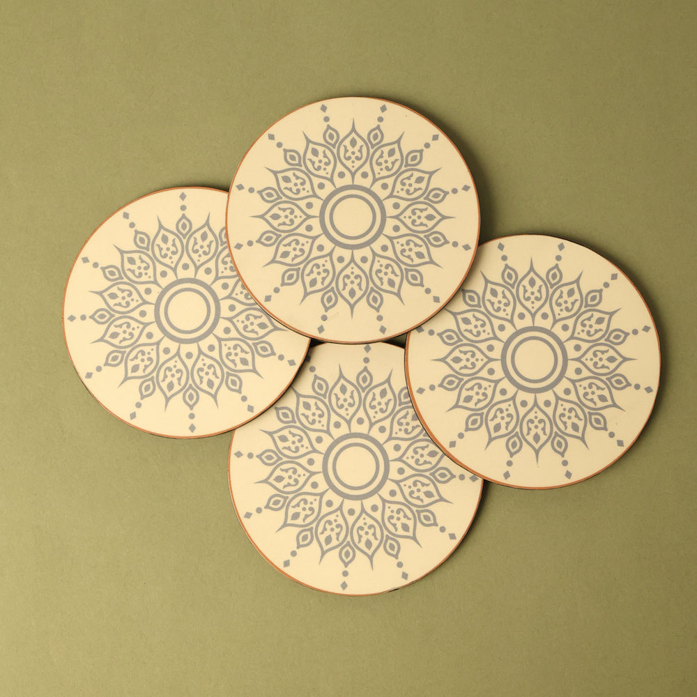 Blue Bloom Mandala Coasters with Elegant Design