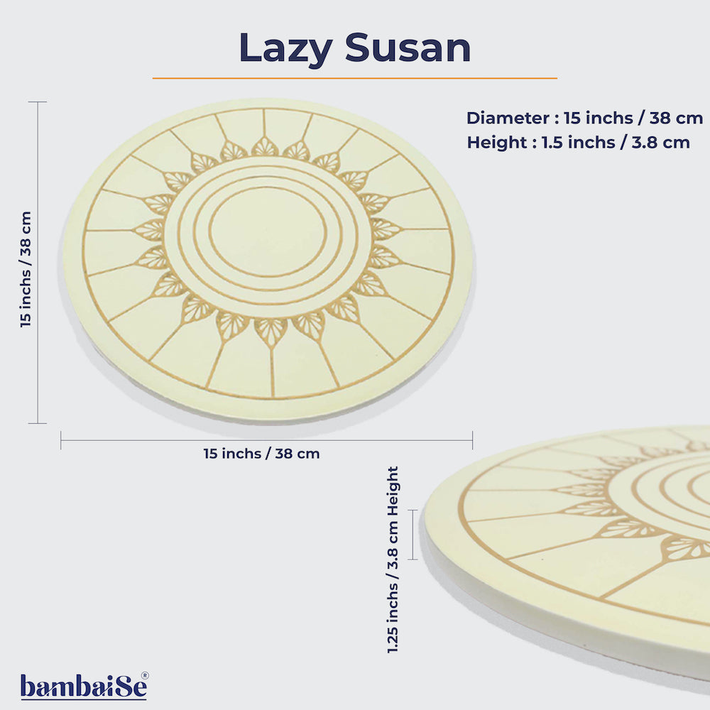 Size of the lazy susan for table of 6 with engraved mandala art on top