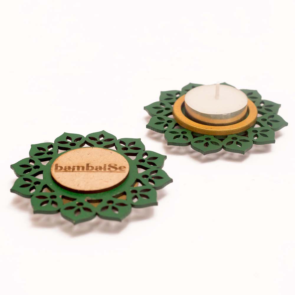 Mini T light Holder - Royal Green