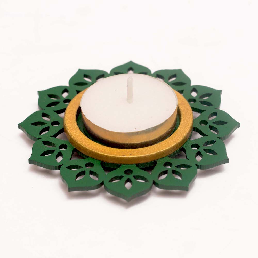 Mini T light Holder - Royal Green