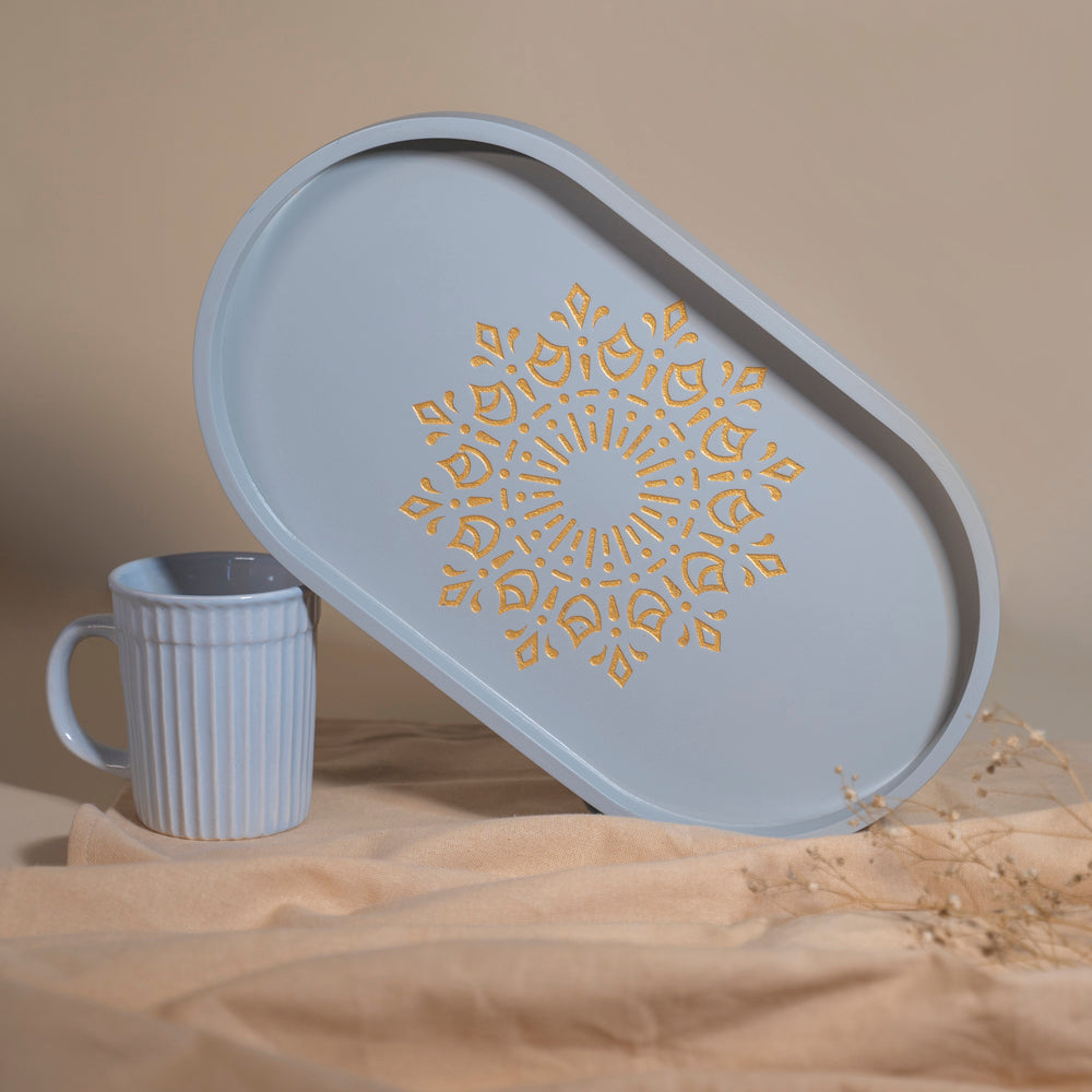 Premium Grey Oval Serving Tray