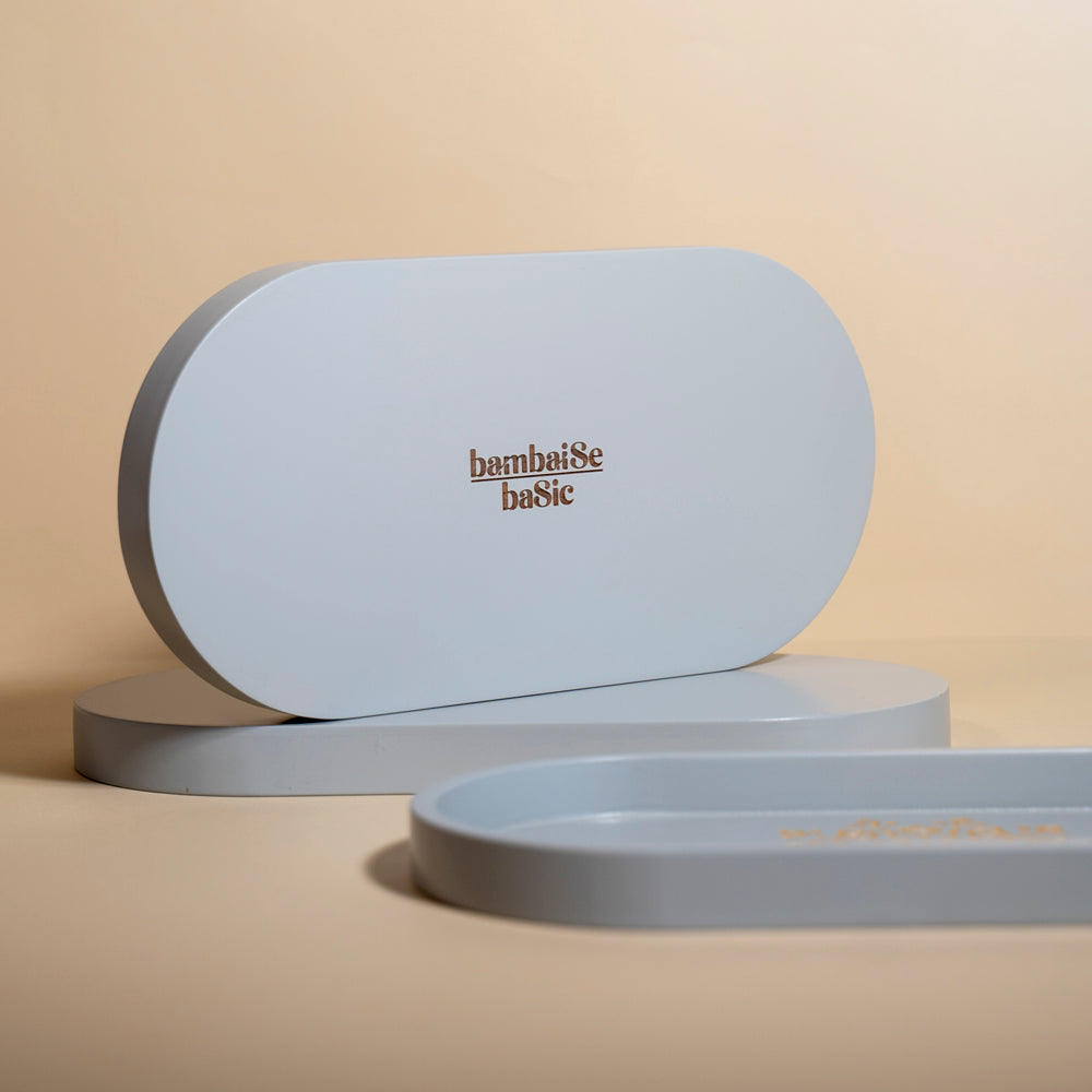 Pebble Grey Oval Tray set