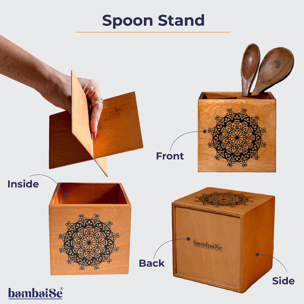 Wooden Spoon Stand for Kitchen