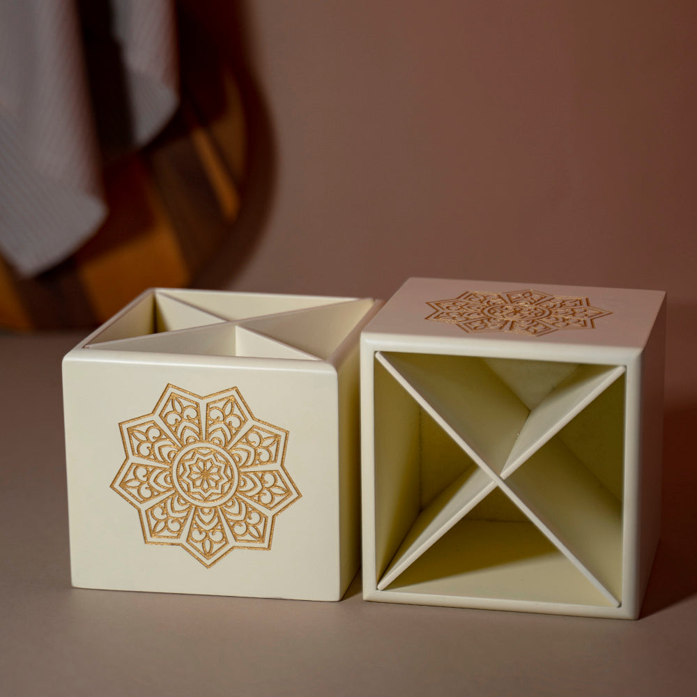 Elegant Ivory White Spoon Stand with 4 equal section designed by bambaise