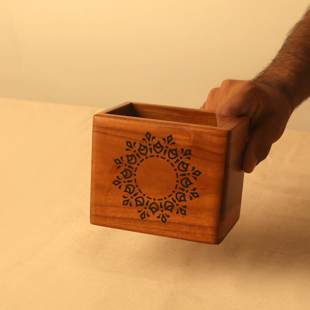 Versatile Teak Spoon Stand with Elegant Design