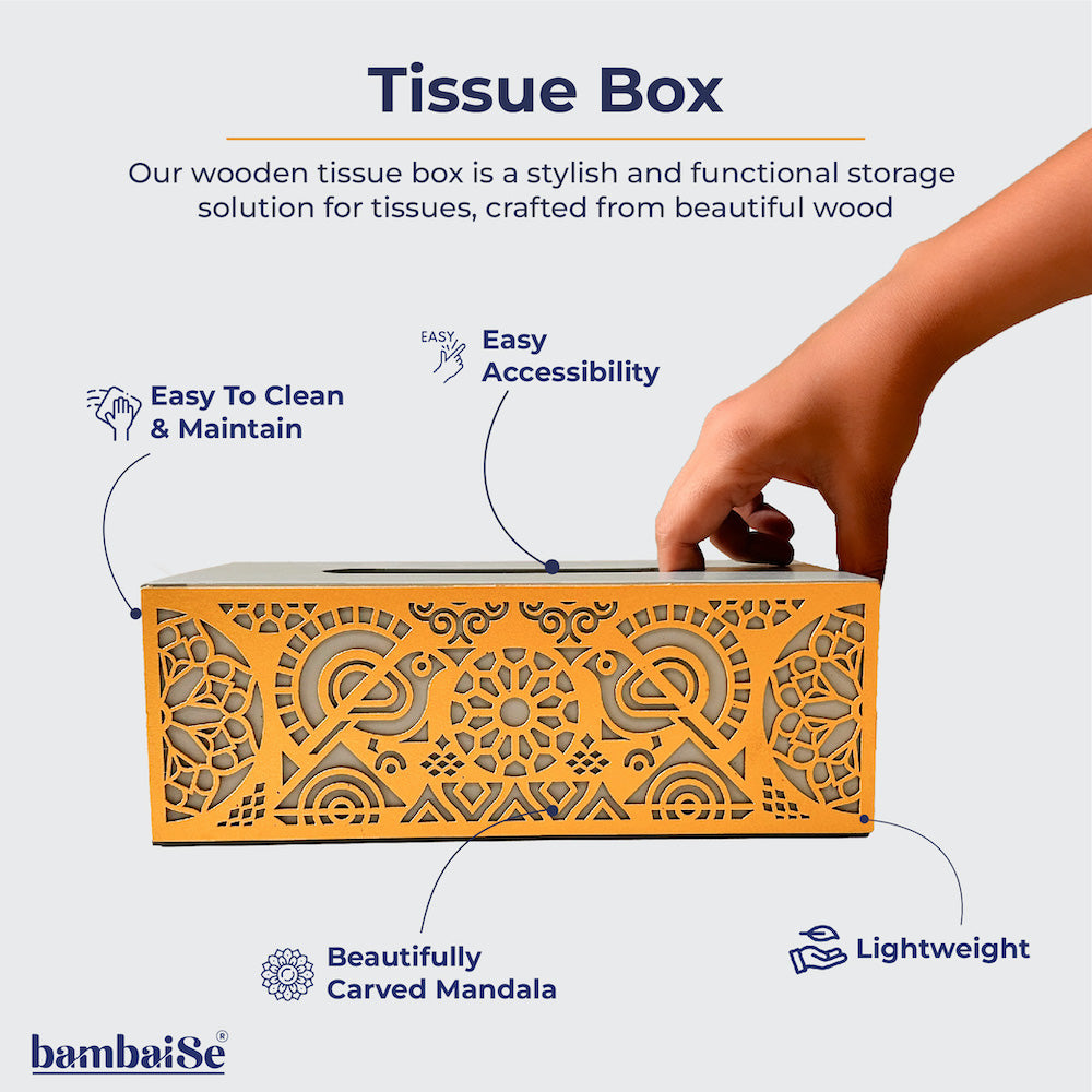 Cutwork design tissue box, wooden box with sliding base to refill