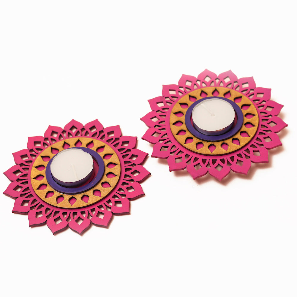 Regular T light Holder - Rani Pink