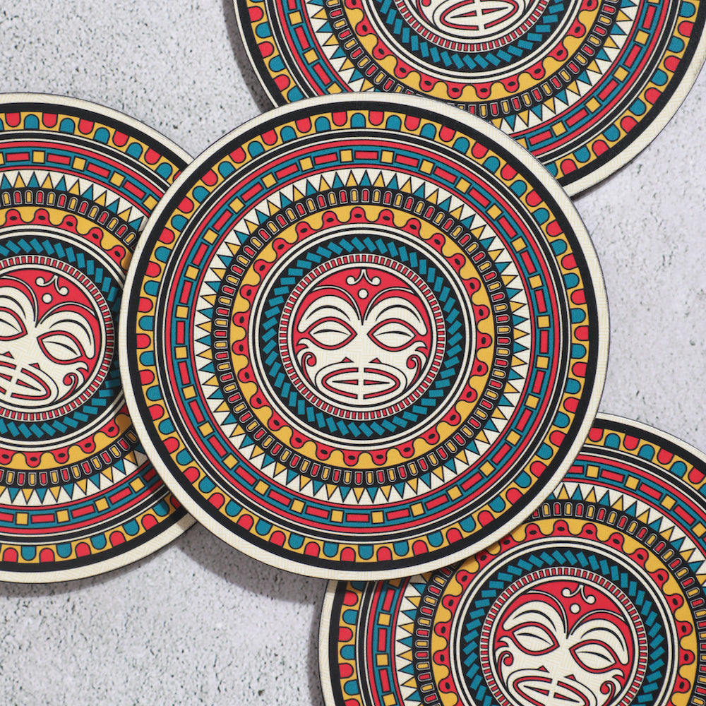 Set of 4 Hari Koa Maori Mandala Big Coasters by bambaise