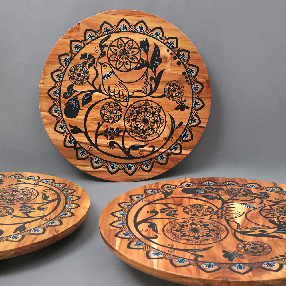 Bird On A Mandala Lazy Susan by bambaiSe
