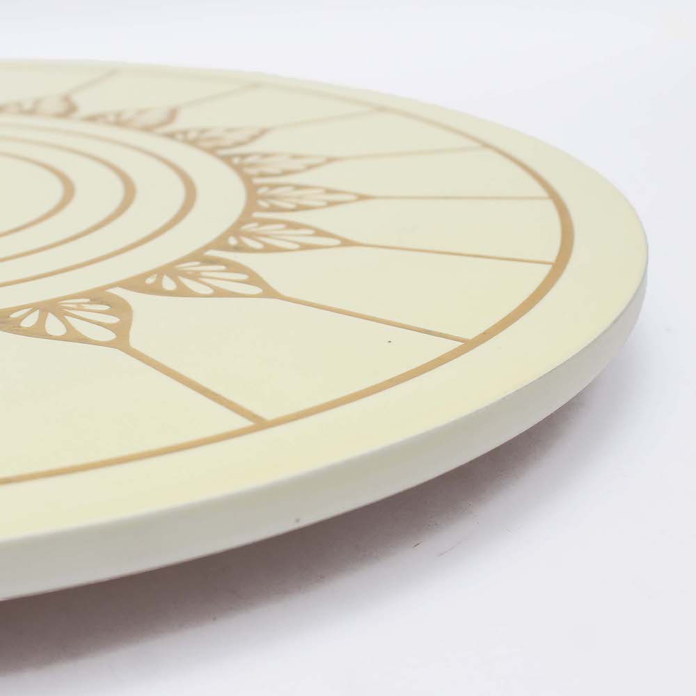 Revolving platter is designed to save space and simplify meal times, especially for gatherings of six to eight people.