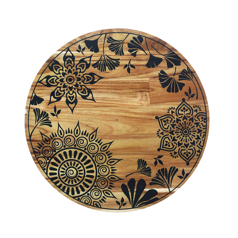 Wooden platter rotating for convenience