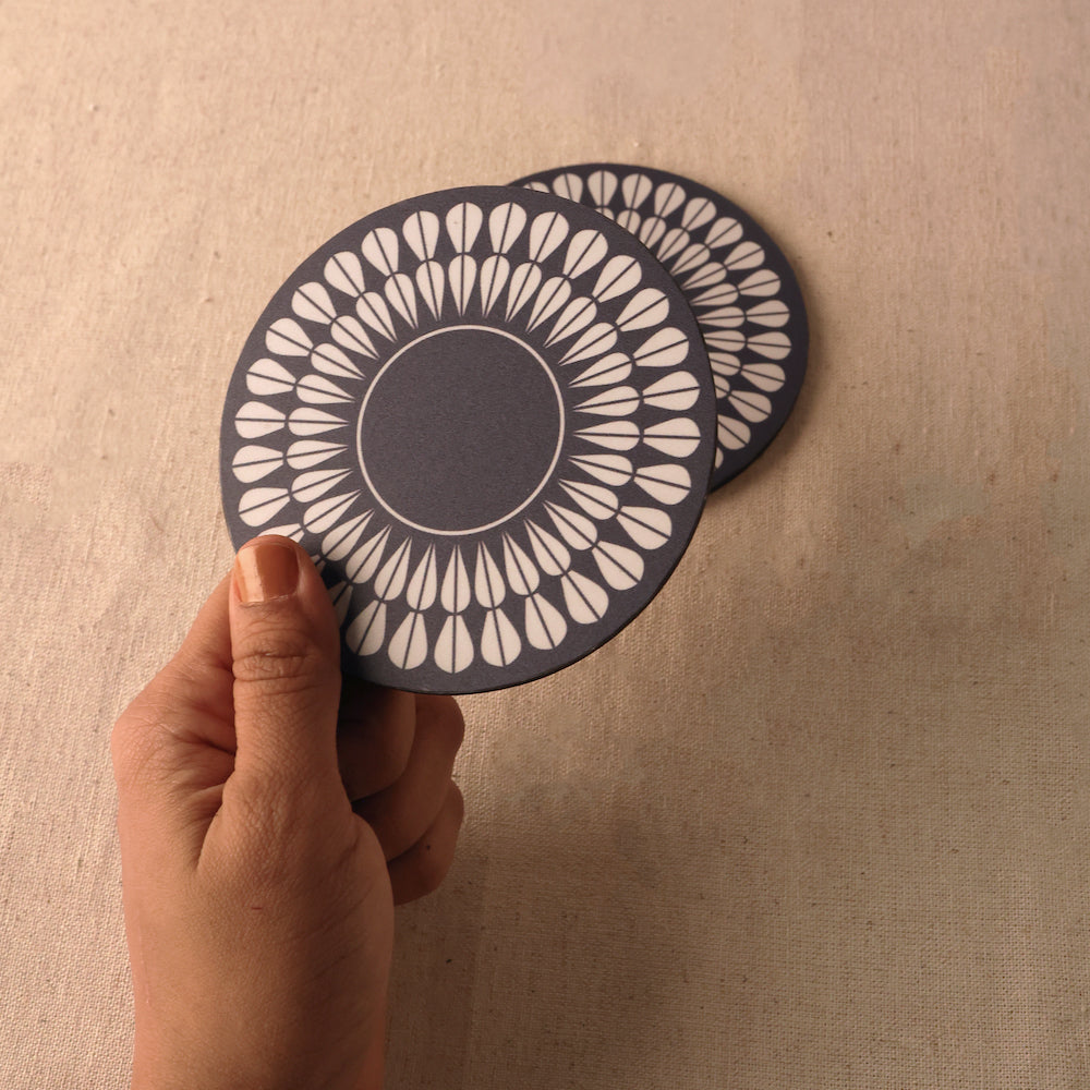 Premium MDF Coasters with Blue Petal Mandala Design