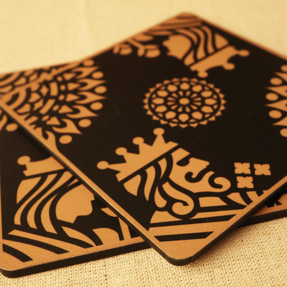 Premium MDF Coasters with Regal King and Queen Motif Mandala art