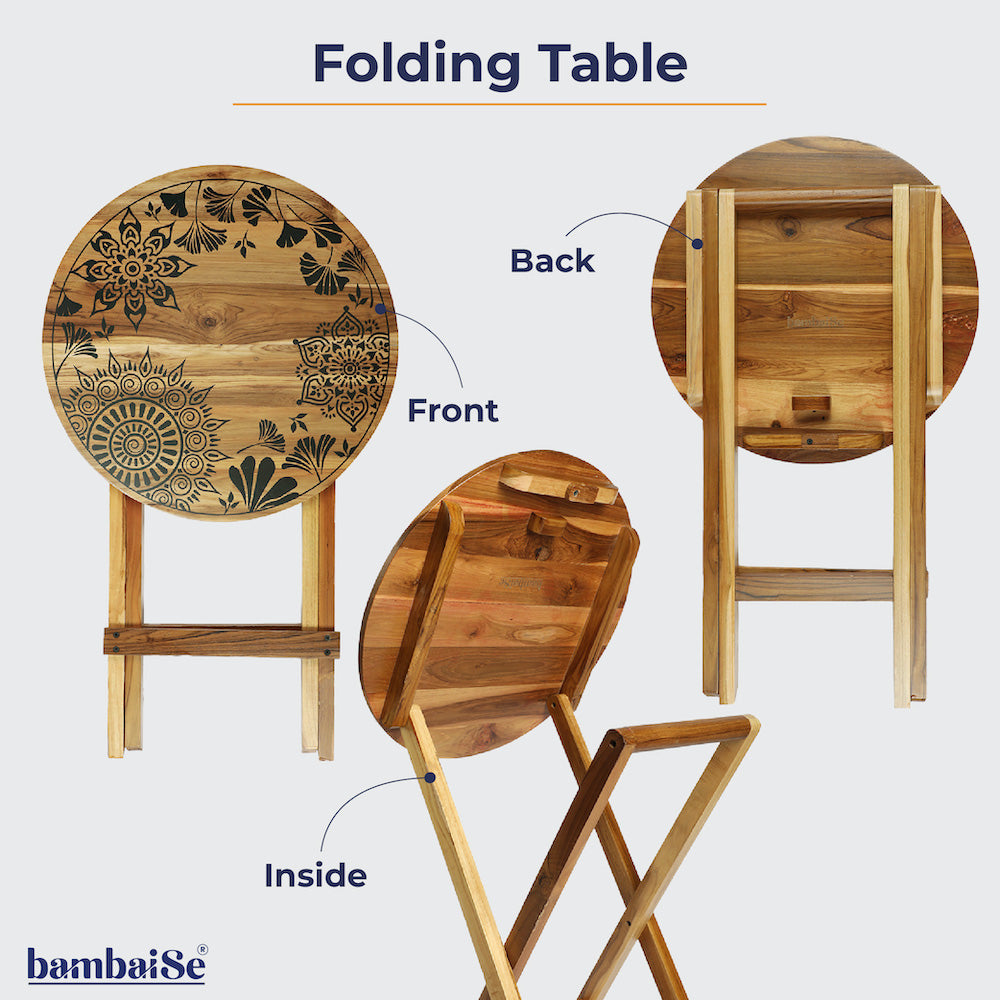 Elegant folding table with Mandala art design