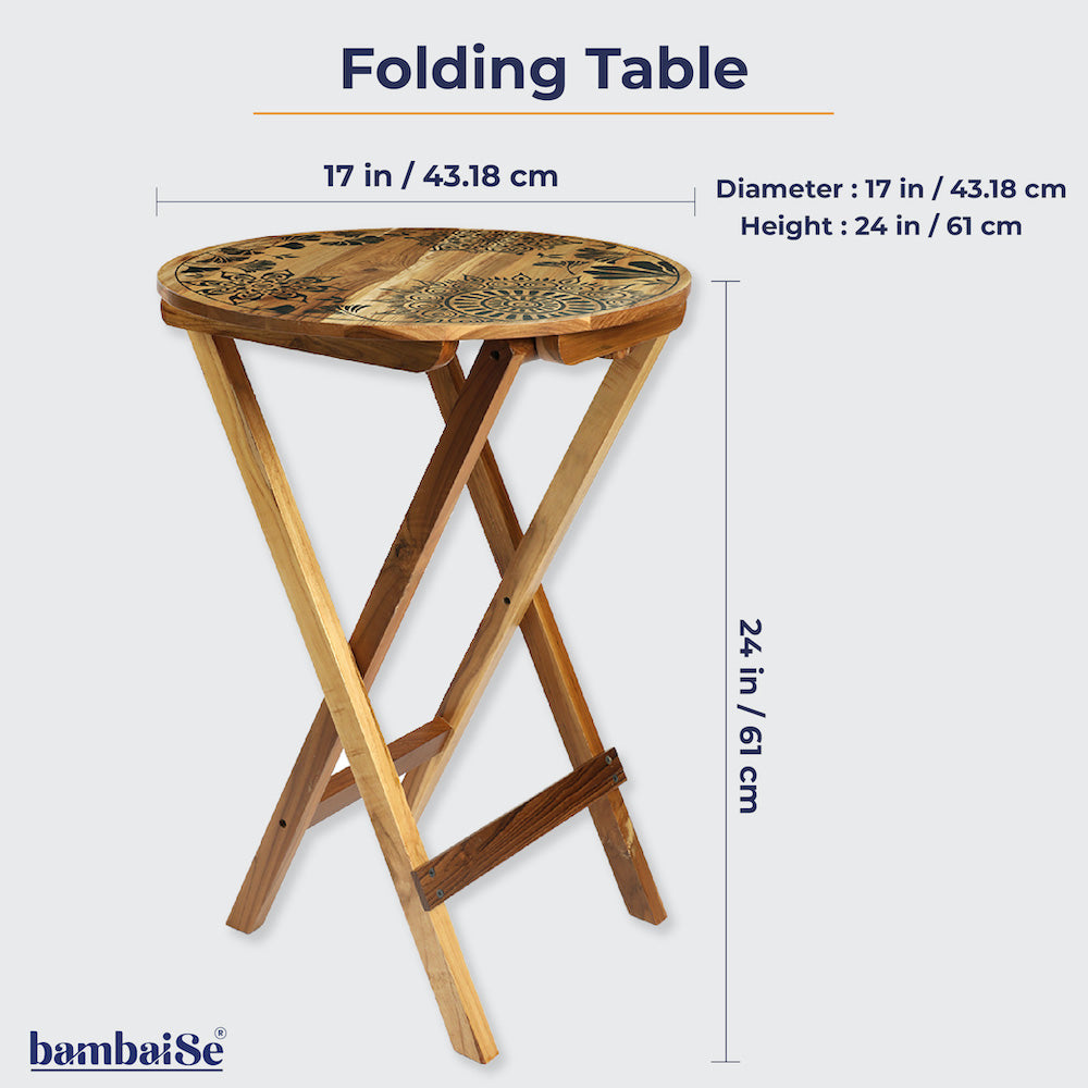 Multipurpose wooden folding table for home décor