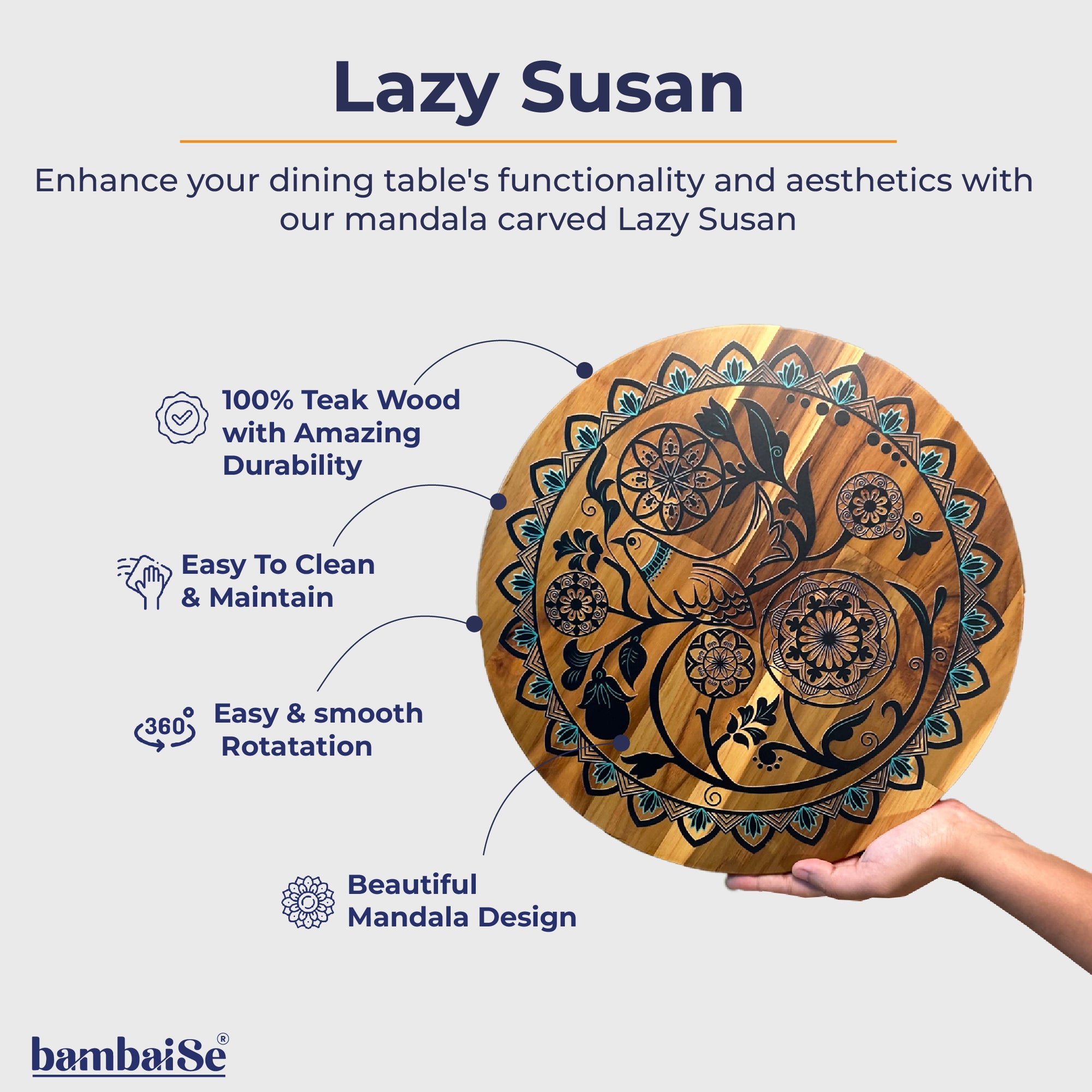 Bird On A Mandala Lazy Susan thumbnail 2