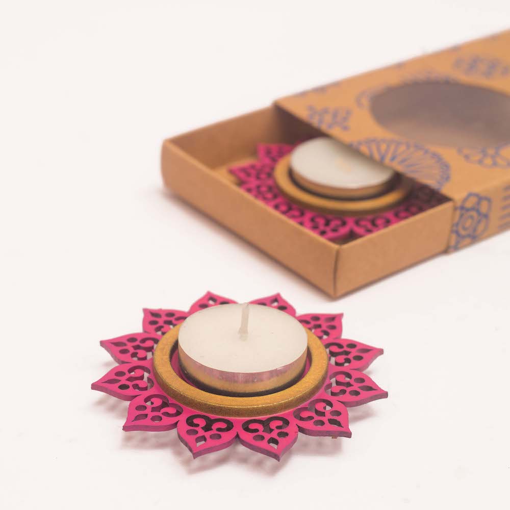 Mini T light Holder - Rani Pink