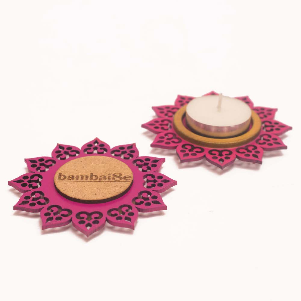 Mini T light Holder - Rani Pink