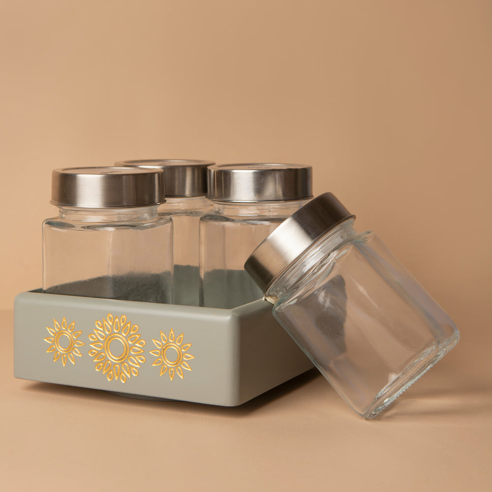 4 Jar Revolving Jar tray designed by bambaise