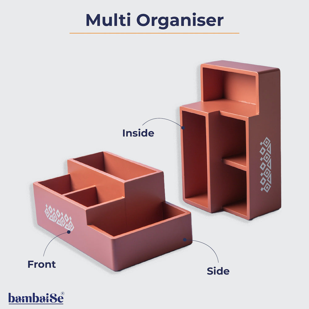 Office table organizer with premium finish and 4 sections to arrange designed by bambaise