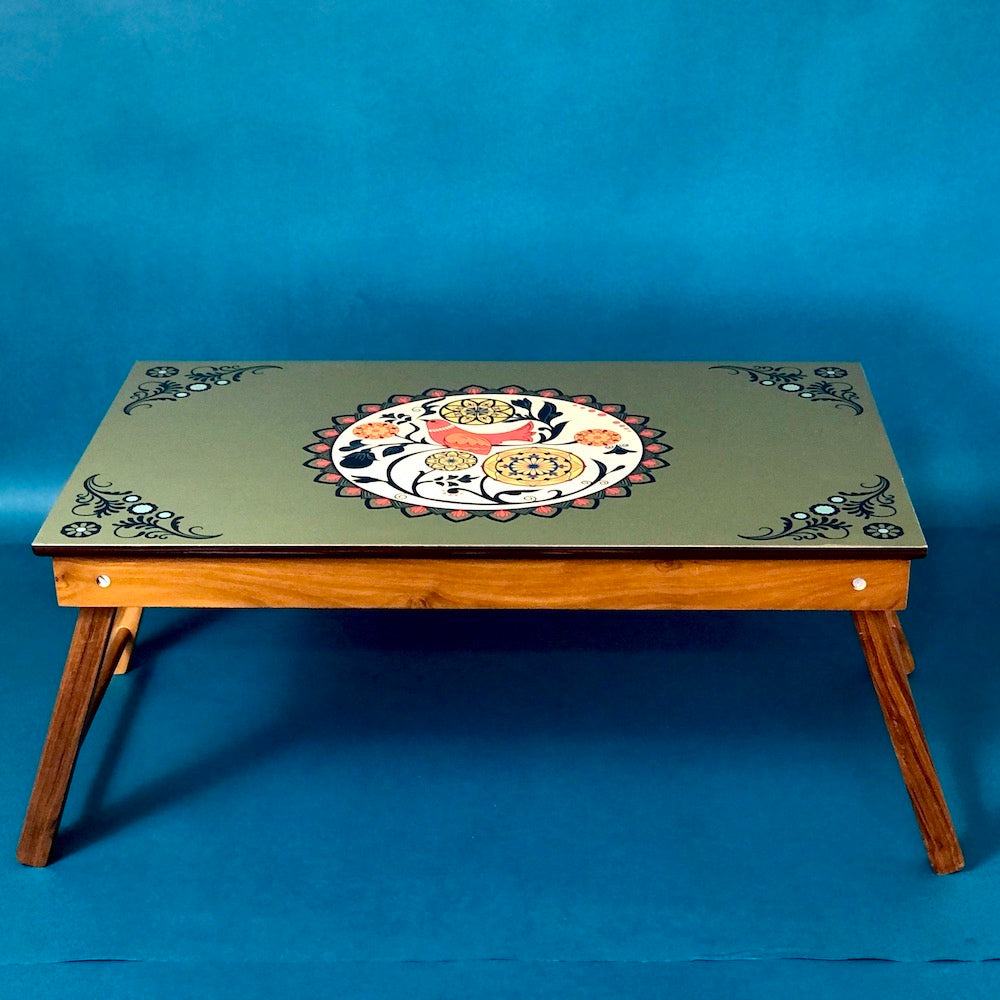 Folding Bed Table - Bird Mandala